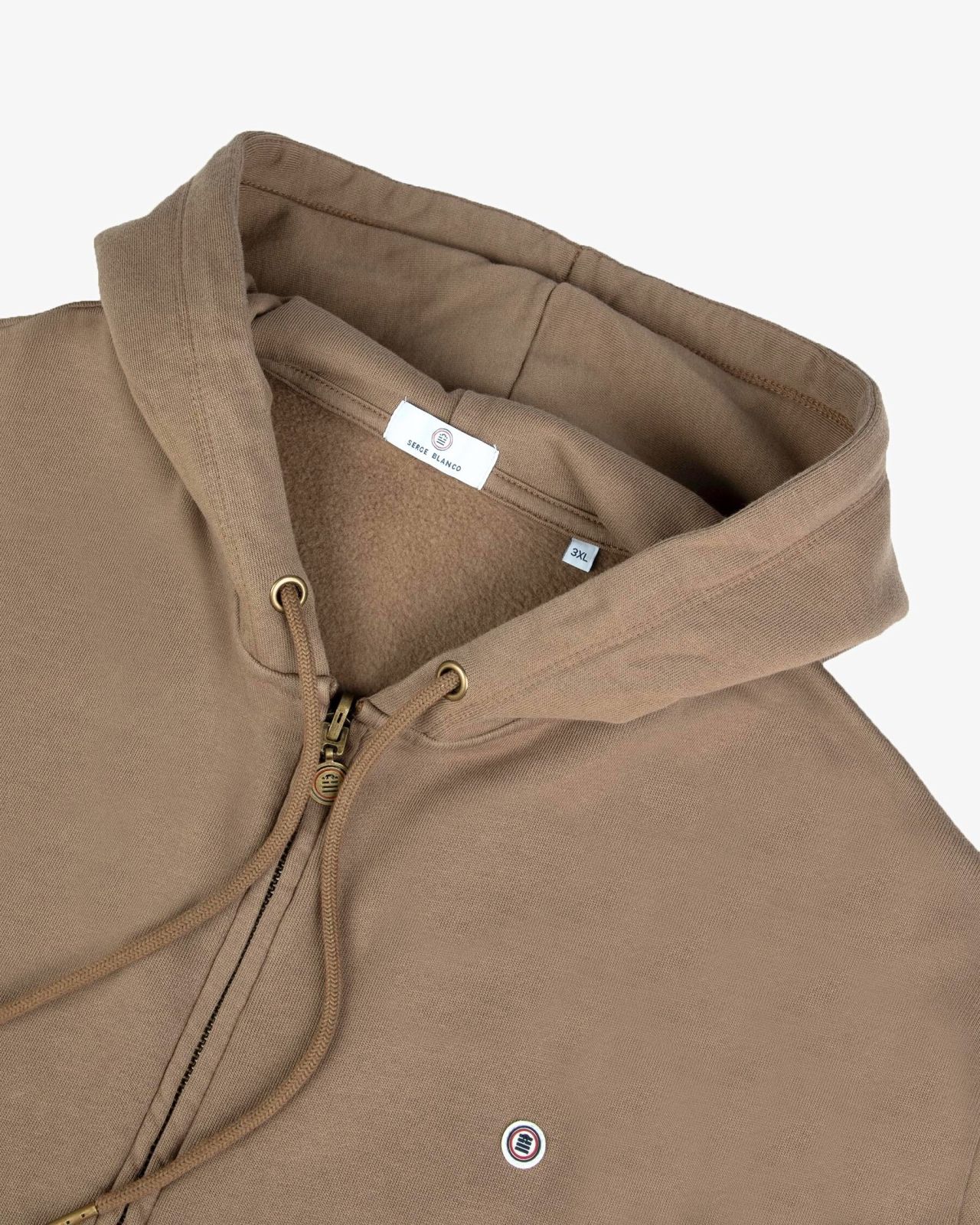 Sweat à capuche zippé grande taille marron