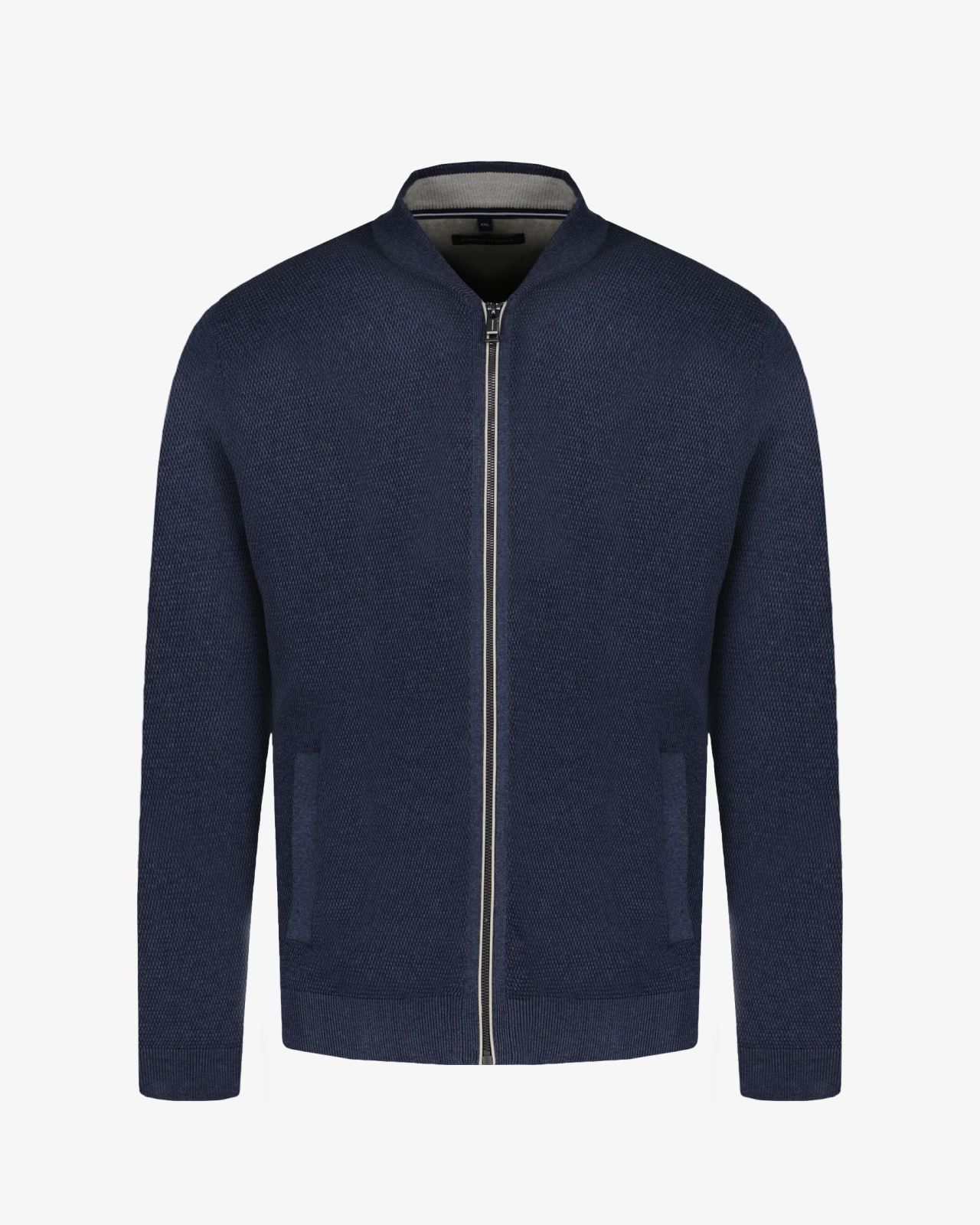 Cardigan zippé chiné grande taille bleu marine