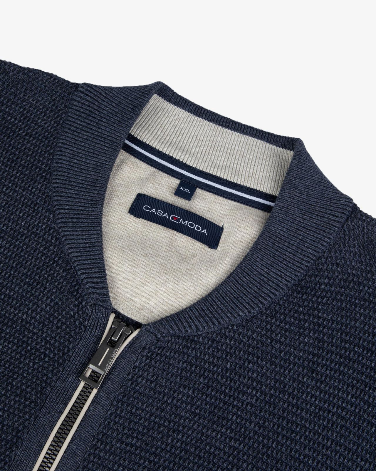 Cardigan zippé chiné grande taille bleu marine