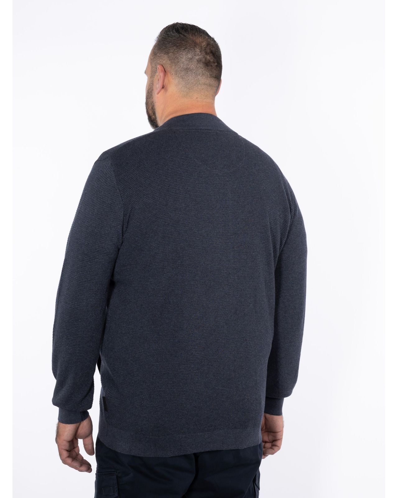 Cardigan zippé chiné grande taille bleu marine