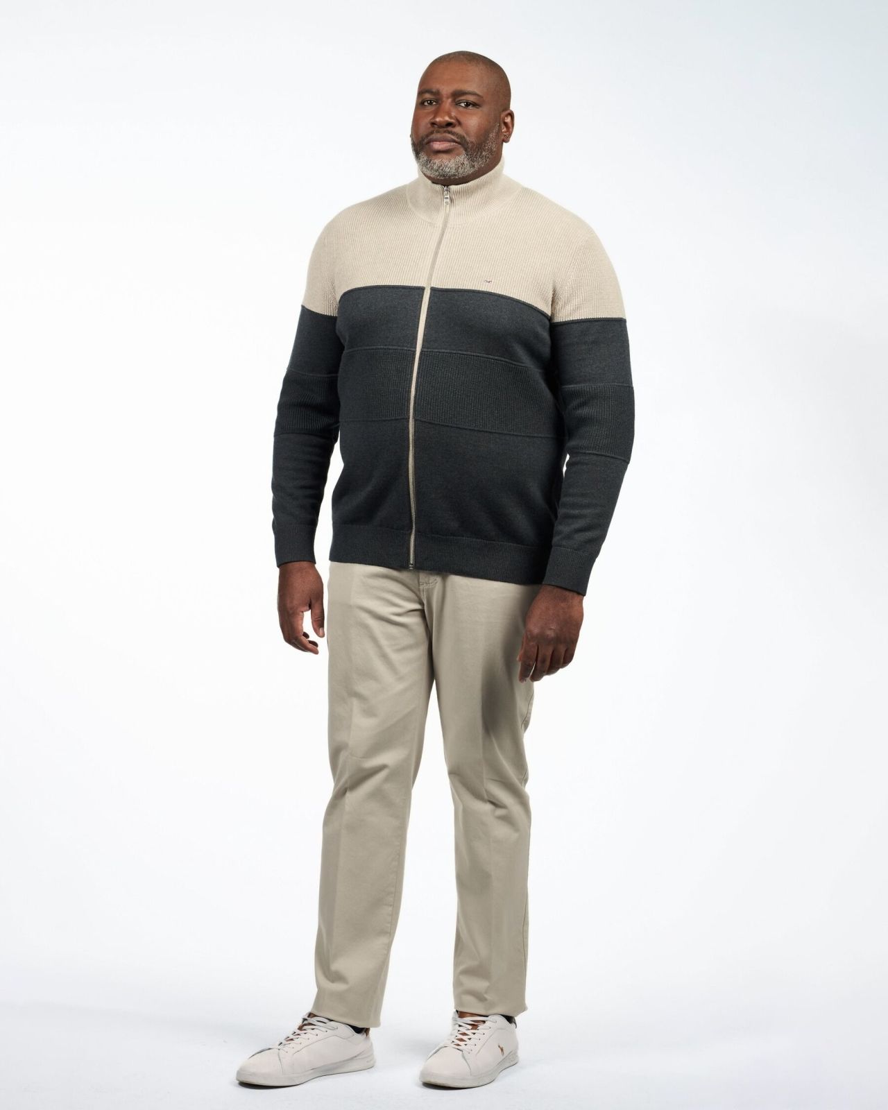 Gilet zippé bicolore grande taille anthracite