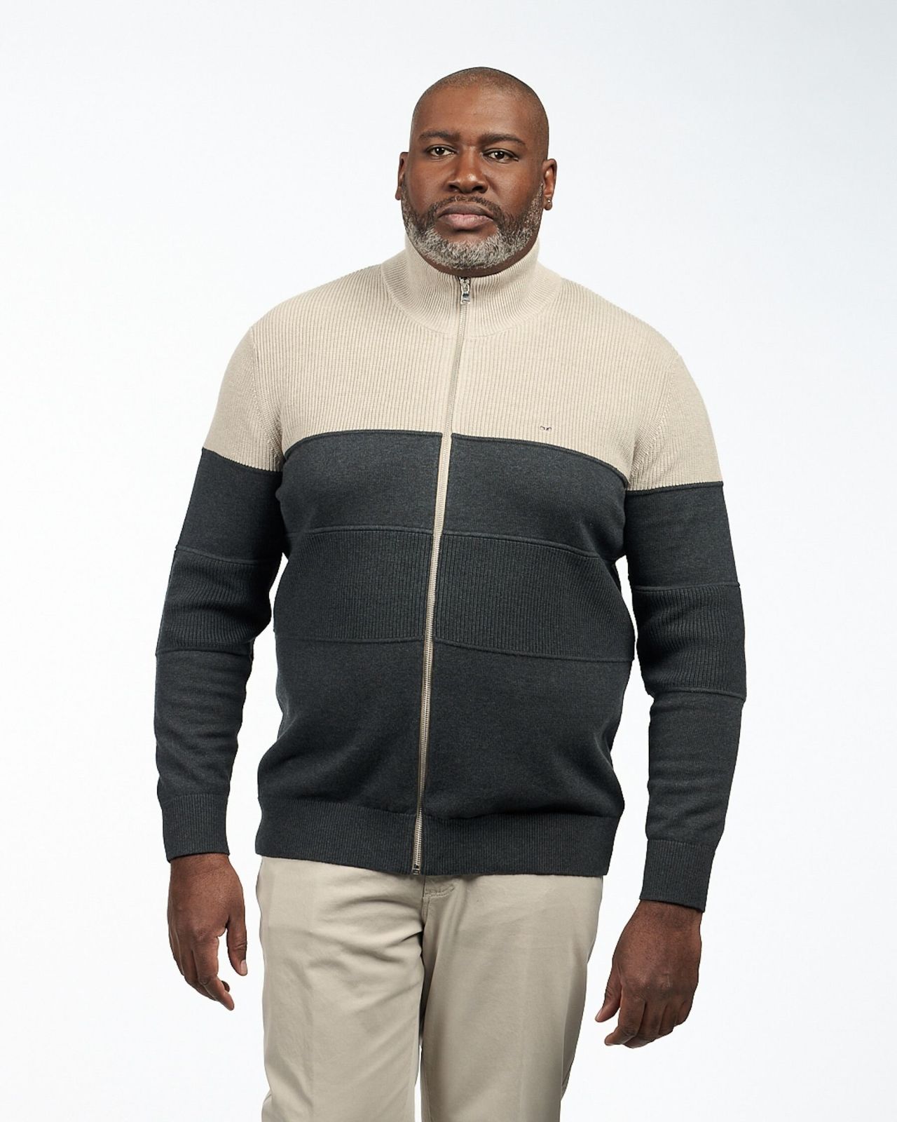 Gilet zippé bicolore grande taille anthracite