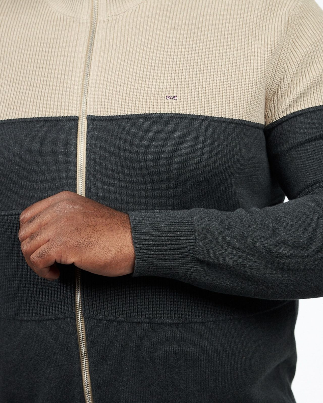 Gilet zippé bicolore grande taille anthracite