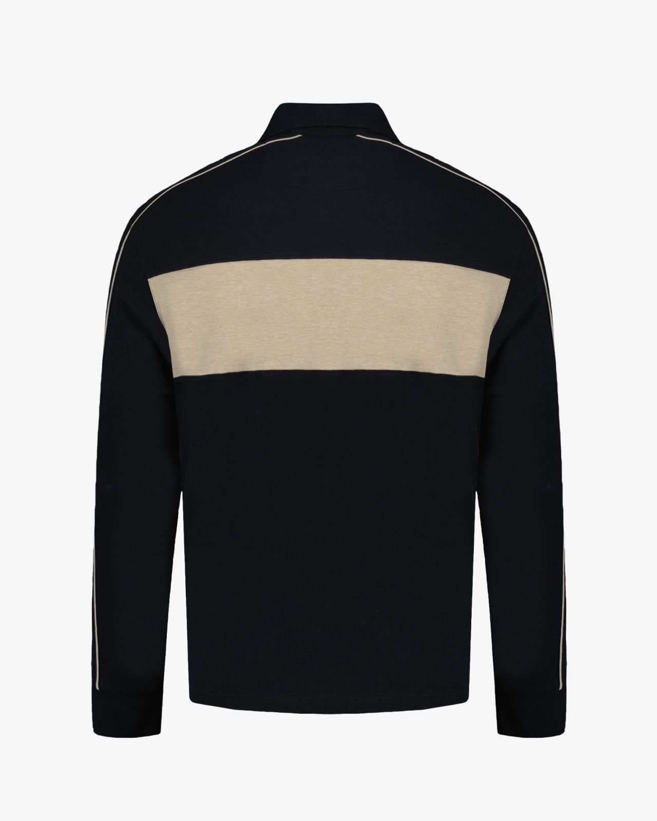 Polo manches longues piqué grande taille noir