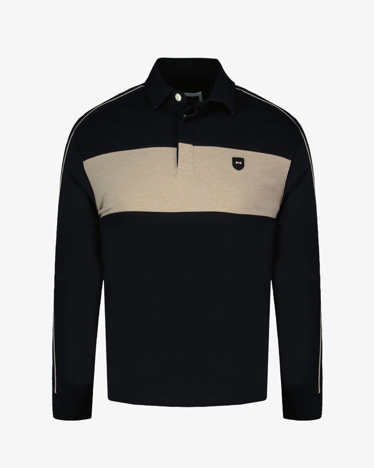 Polo manches longues piqué grande taille noir