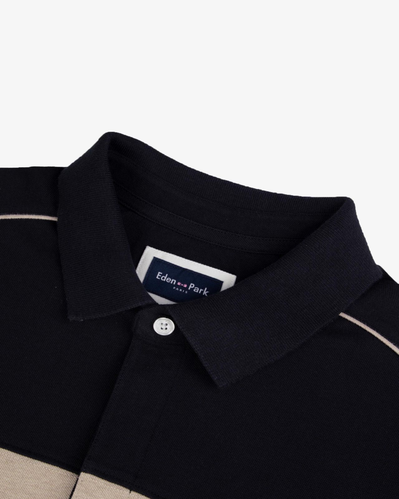 Polo manches longues piqué grande taille noir