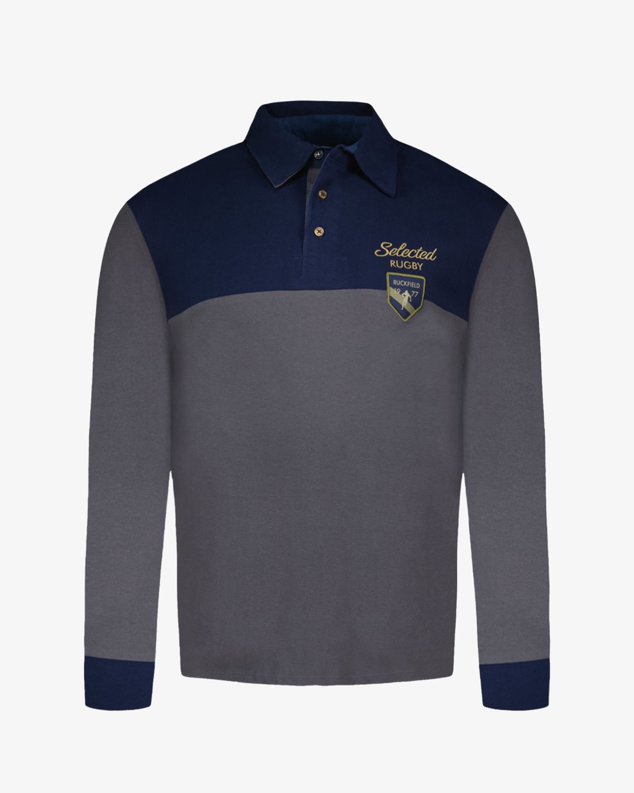 Polo manches longues grande taille gris