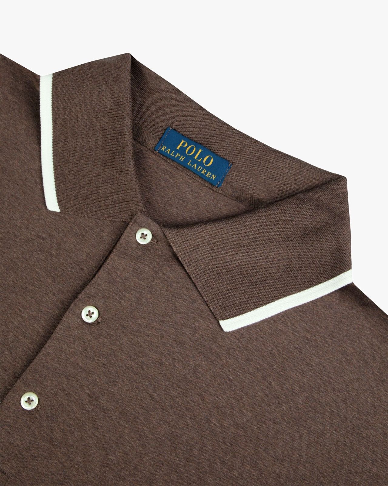 Polo manches longues interlock chiné grande taille marron