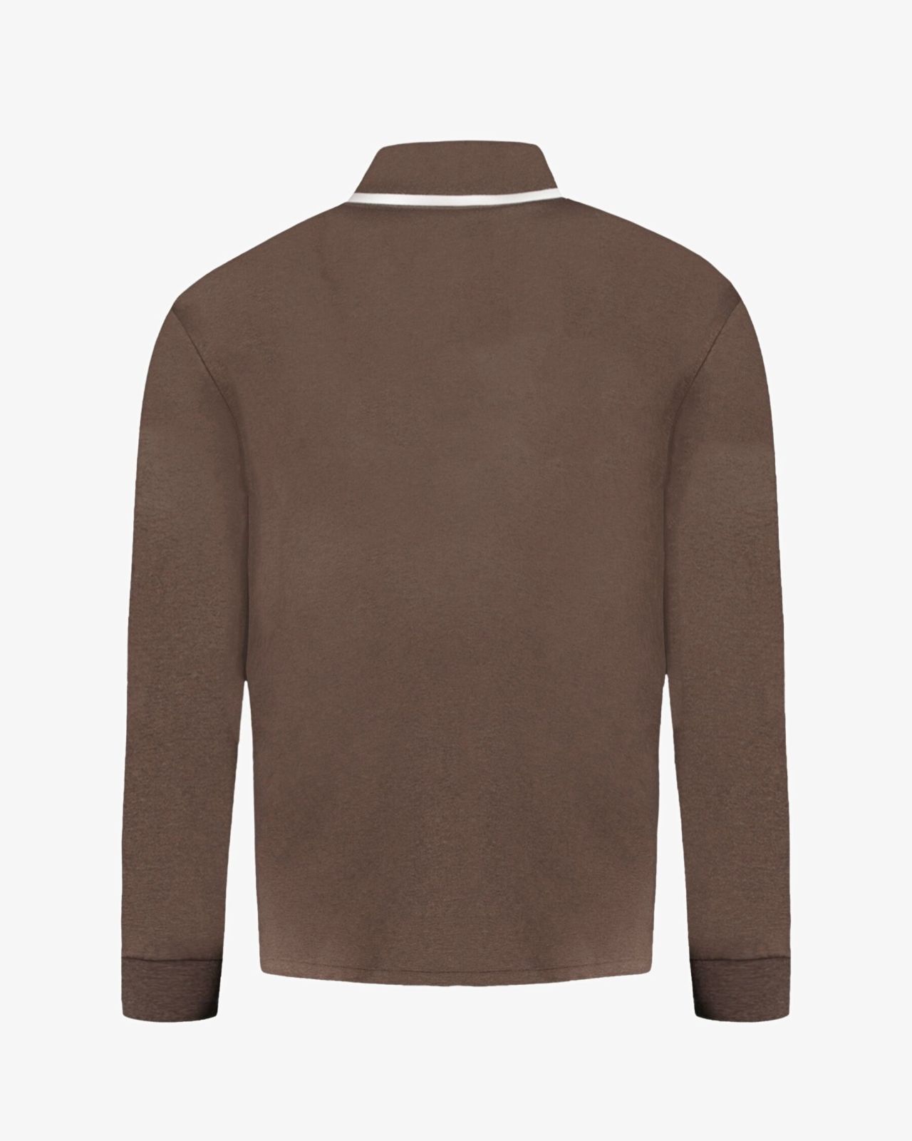 Polo manches longues interlock chiné grande taille marron