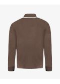Polo manches longues interlock chiné grande taille marron
