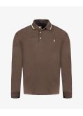 Polo manches longues interlock chiné grande taille marron