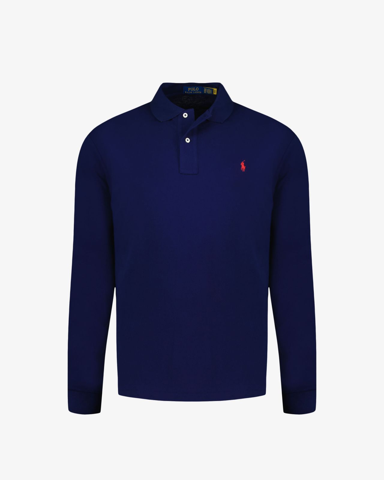 Polo manches longues piqué grande taille bleu marine