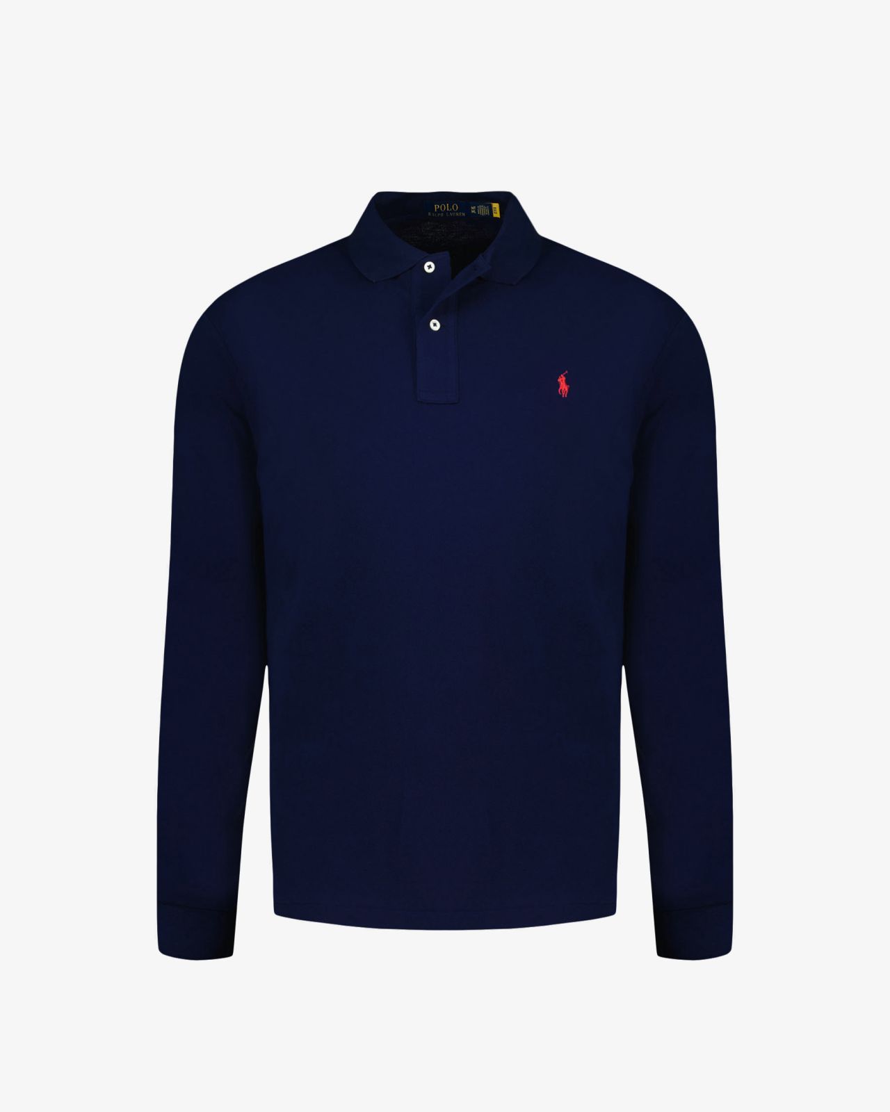 Polo manches longues piqué pour homme grand bleu marine