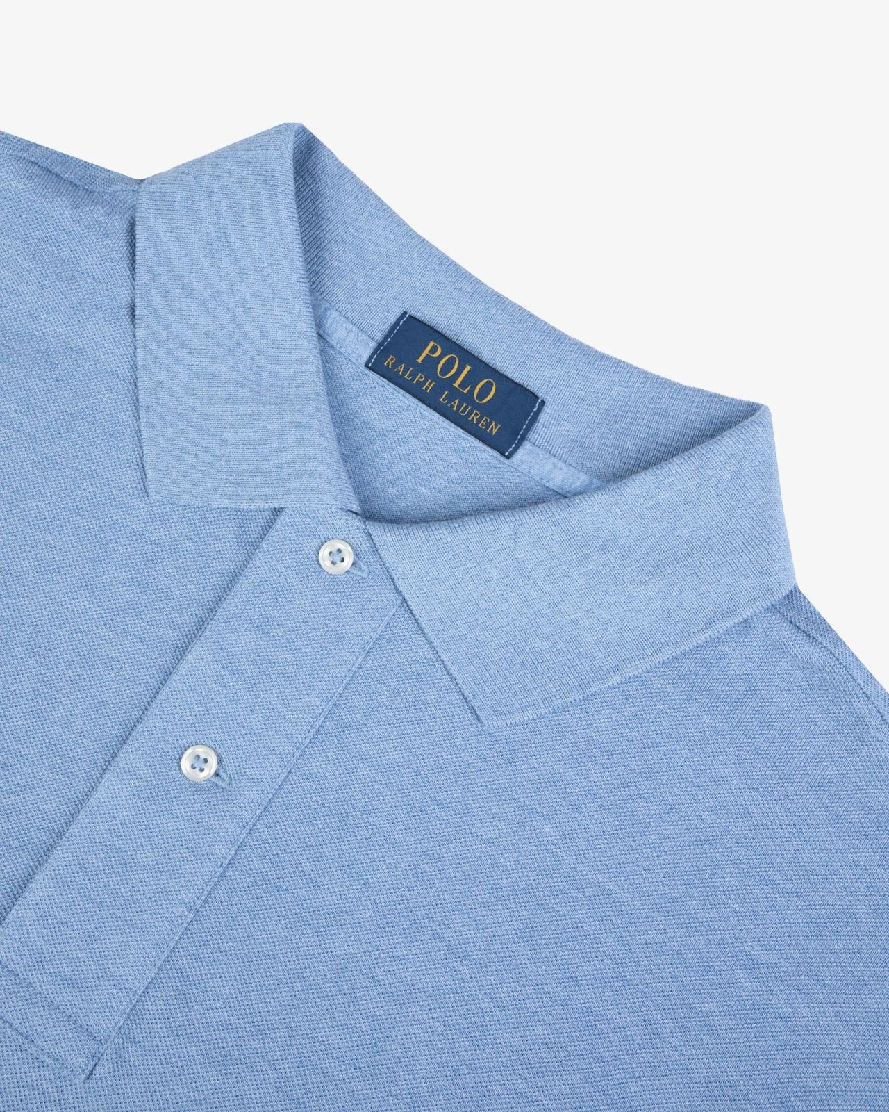 Polo manches longues piqué grande taille bleu