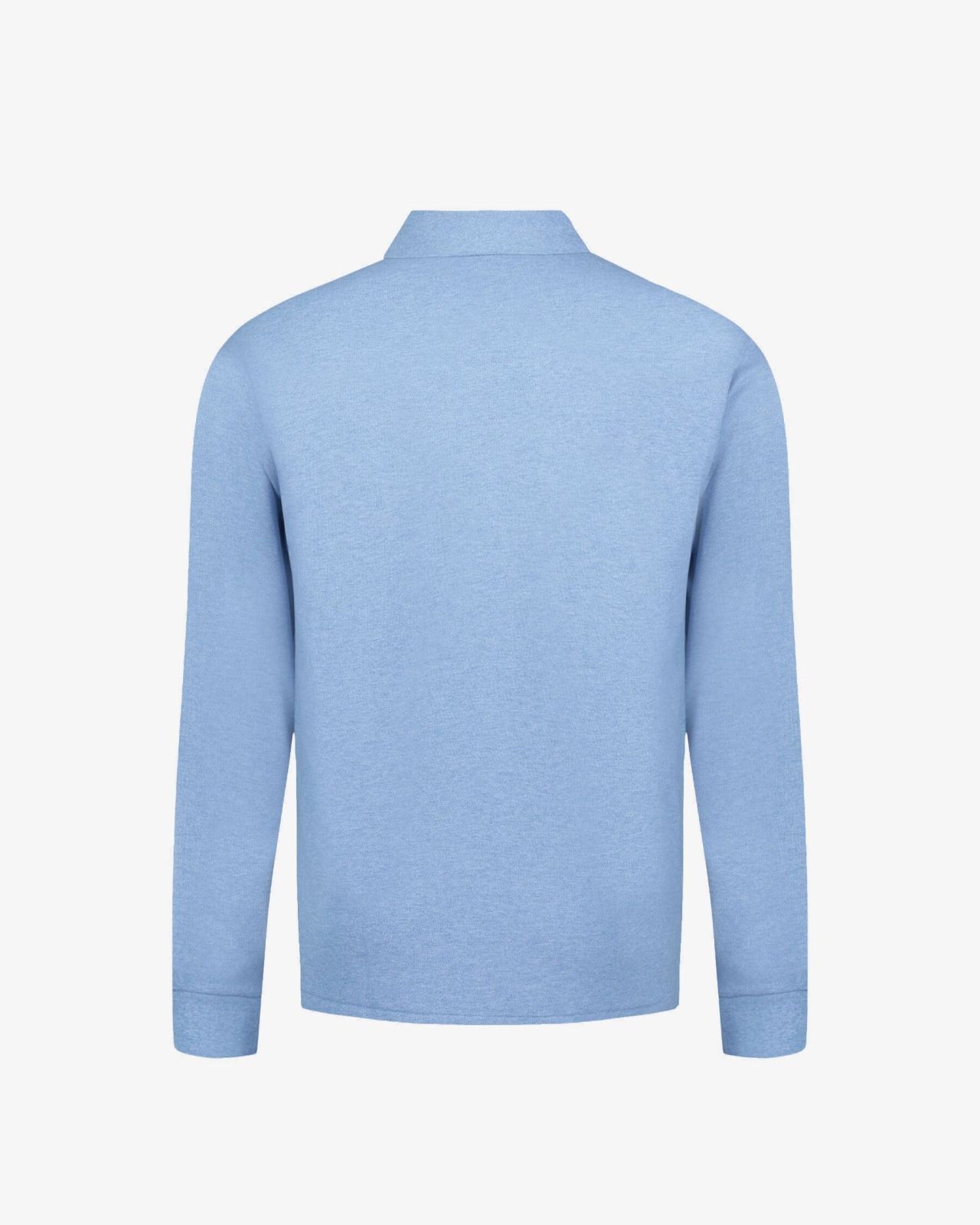 Polo manches longues piqué grande taille bleu