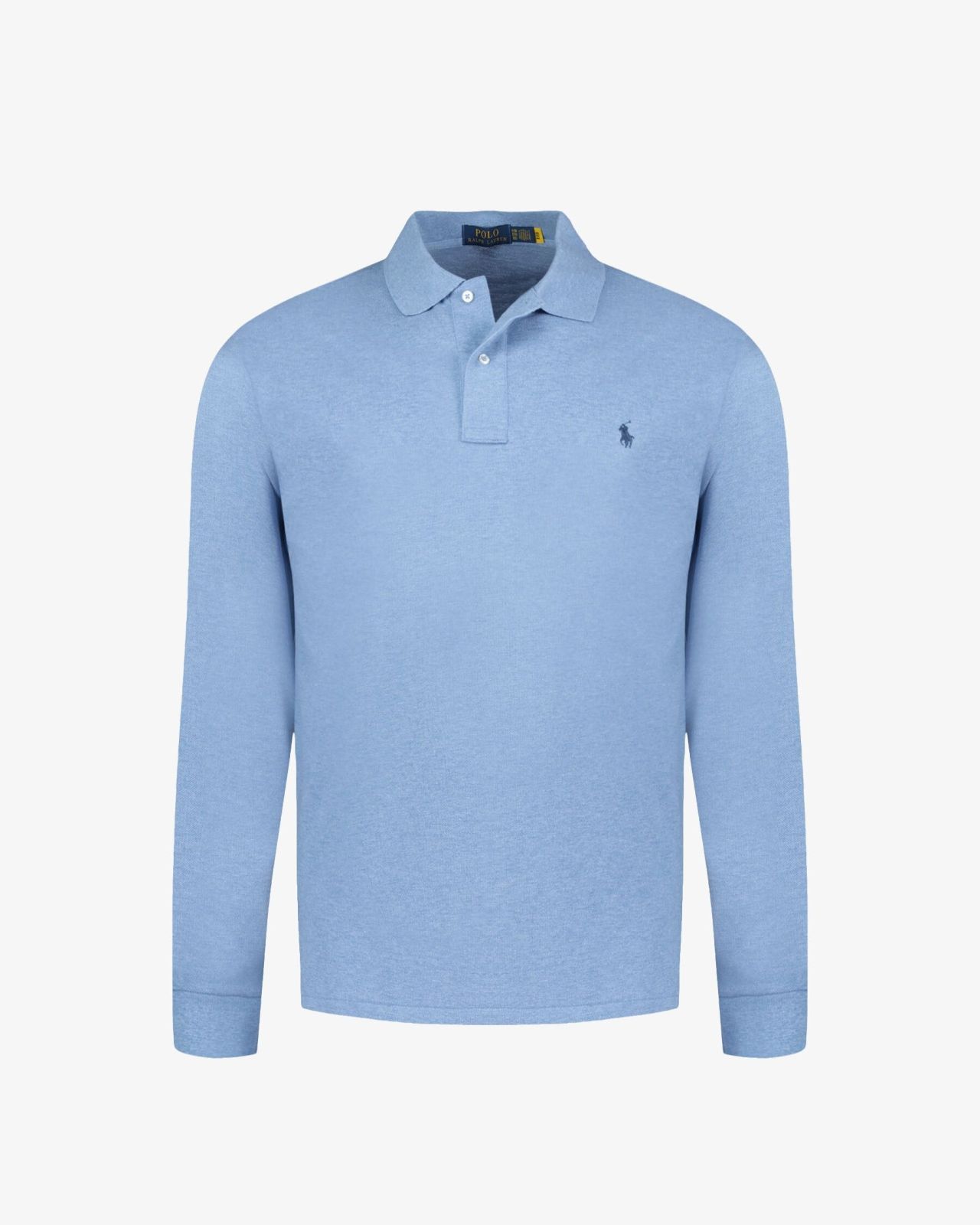 Polo manches longues piqué grande taille bleu