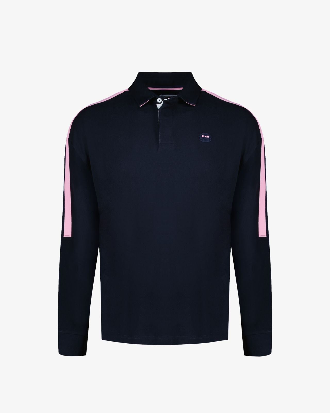 Polo manches longues jersey grande taille bleu marine