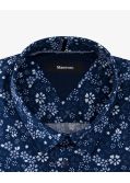 Chemise à fleurs grande taille bleu marine