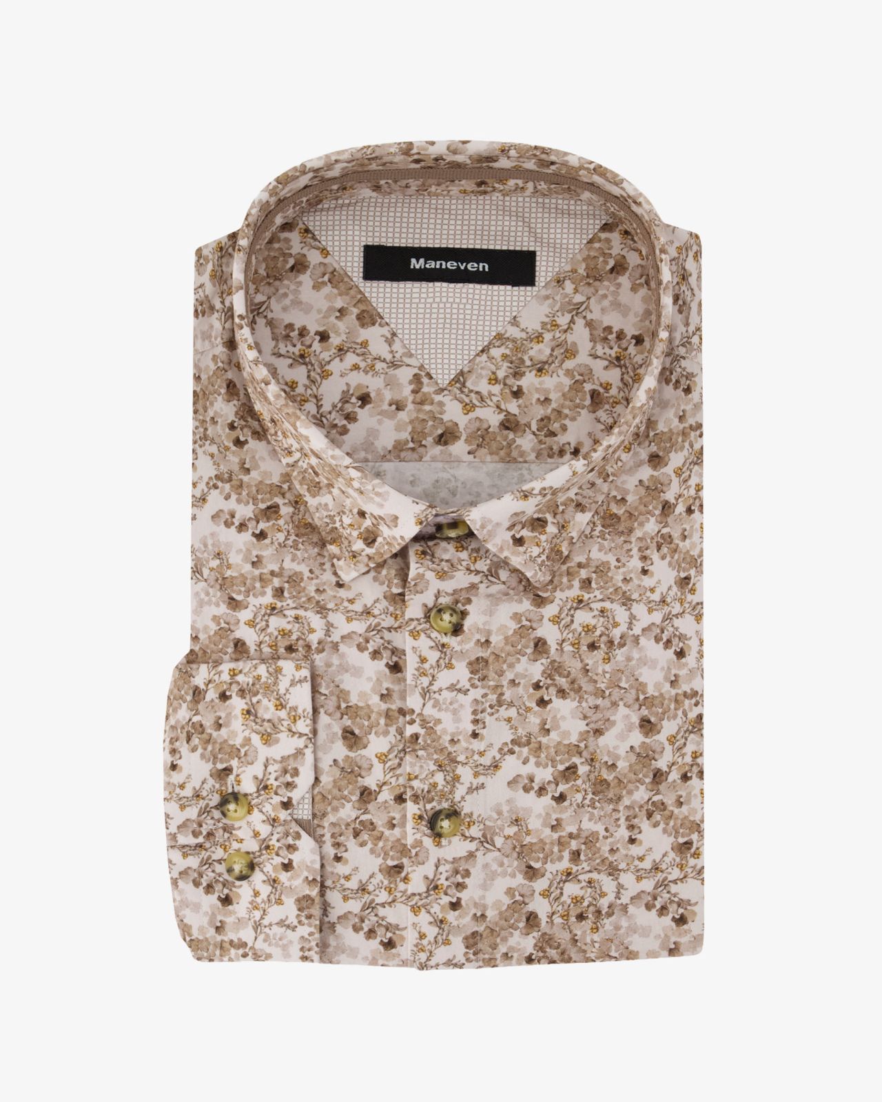 Chemise à fleurs grande taille beige