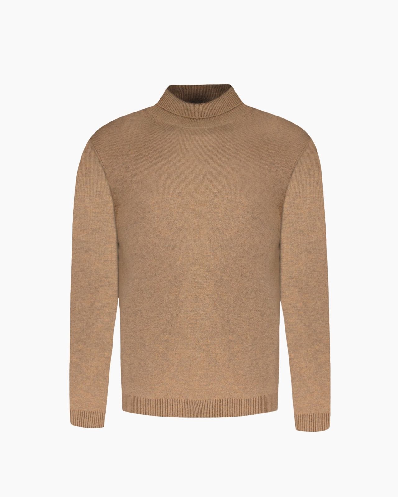 Pull col roulé en laine grande taille marron