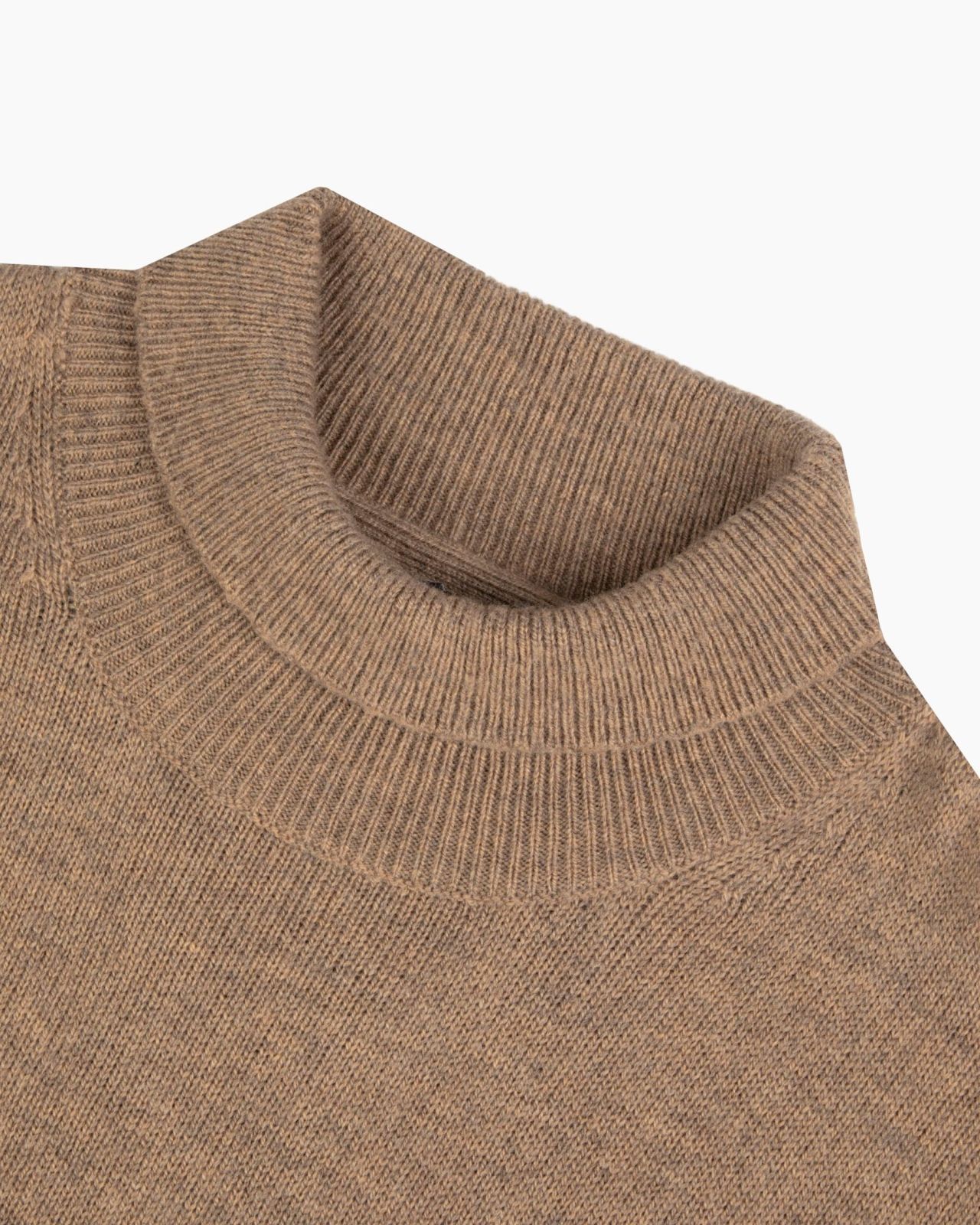 Pull col roulé en laine grande taille marron