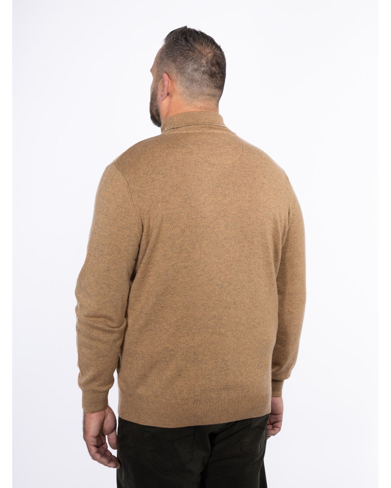 Pull col roulé en laine grande taille marron
