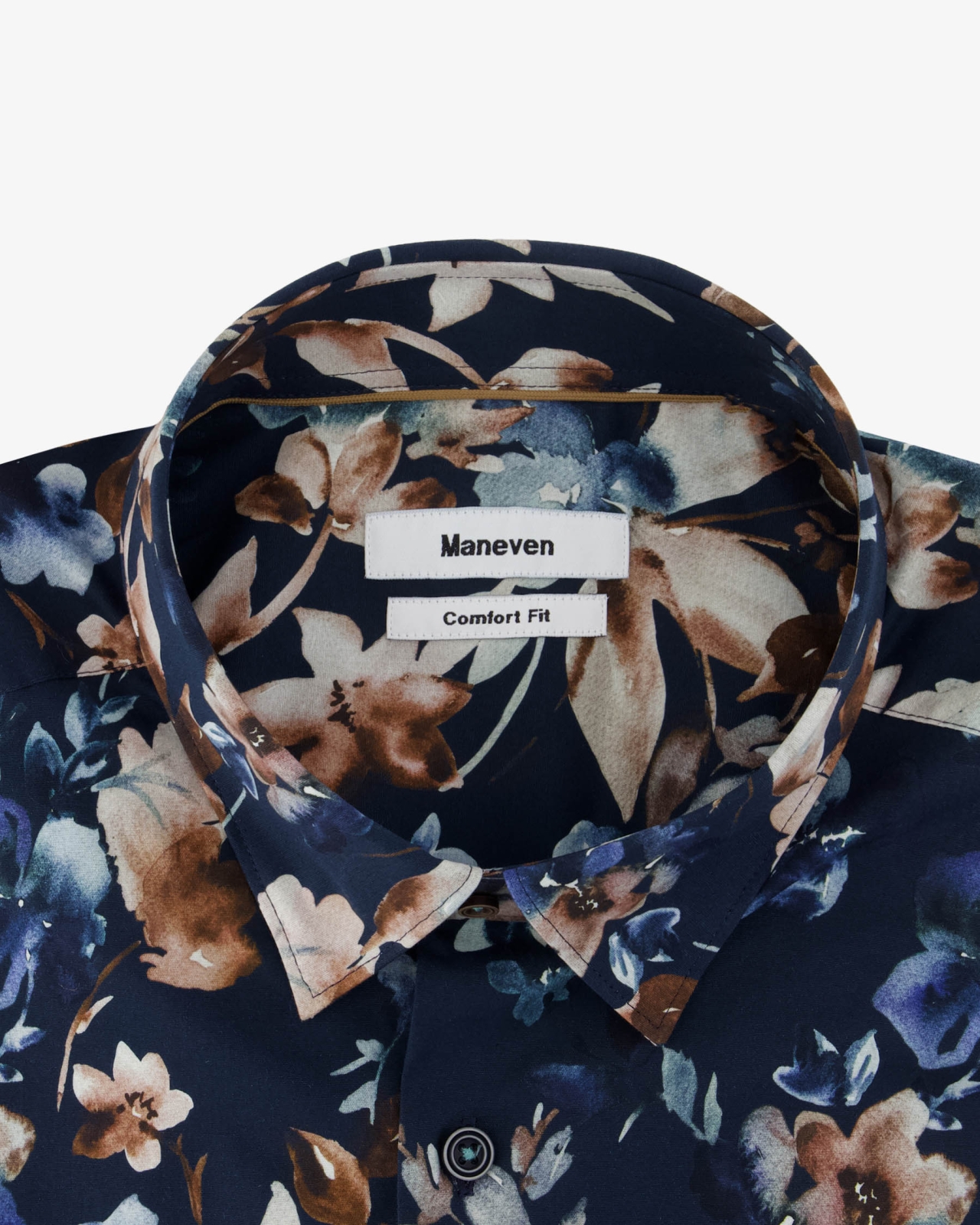 Chemise à fleurs facile à repasser grande taille bleu marine