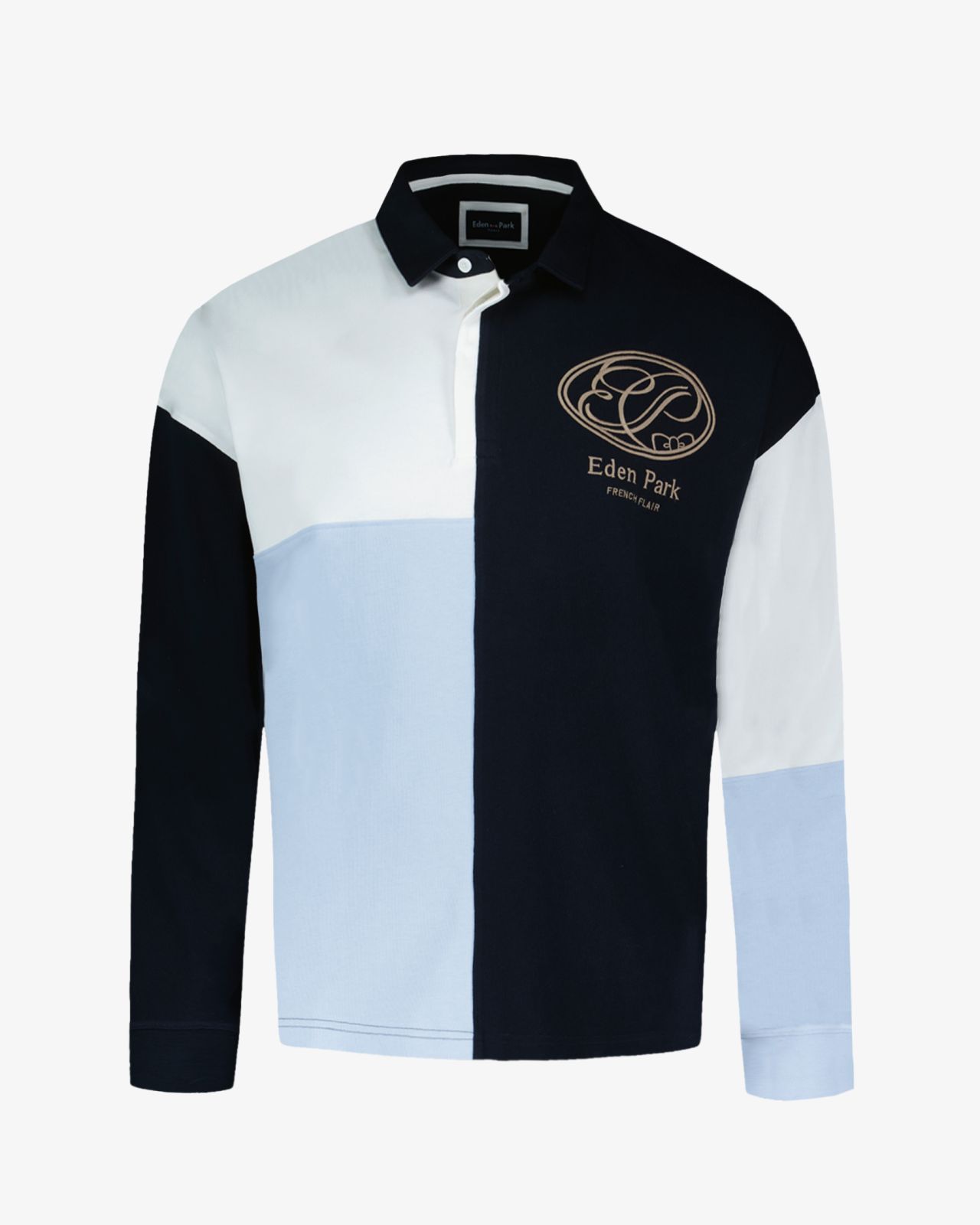 Polo manches longues jersey grande taille bleu marine