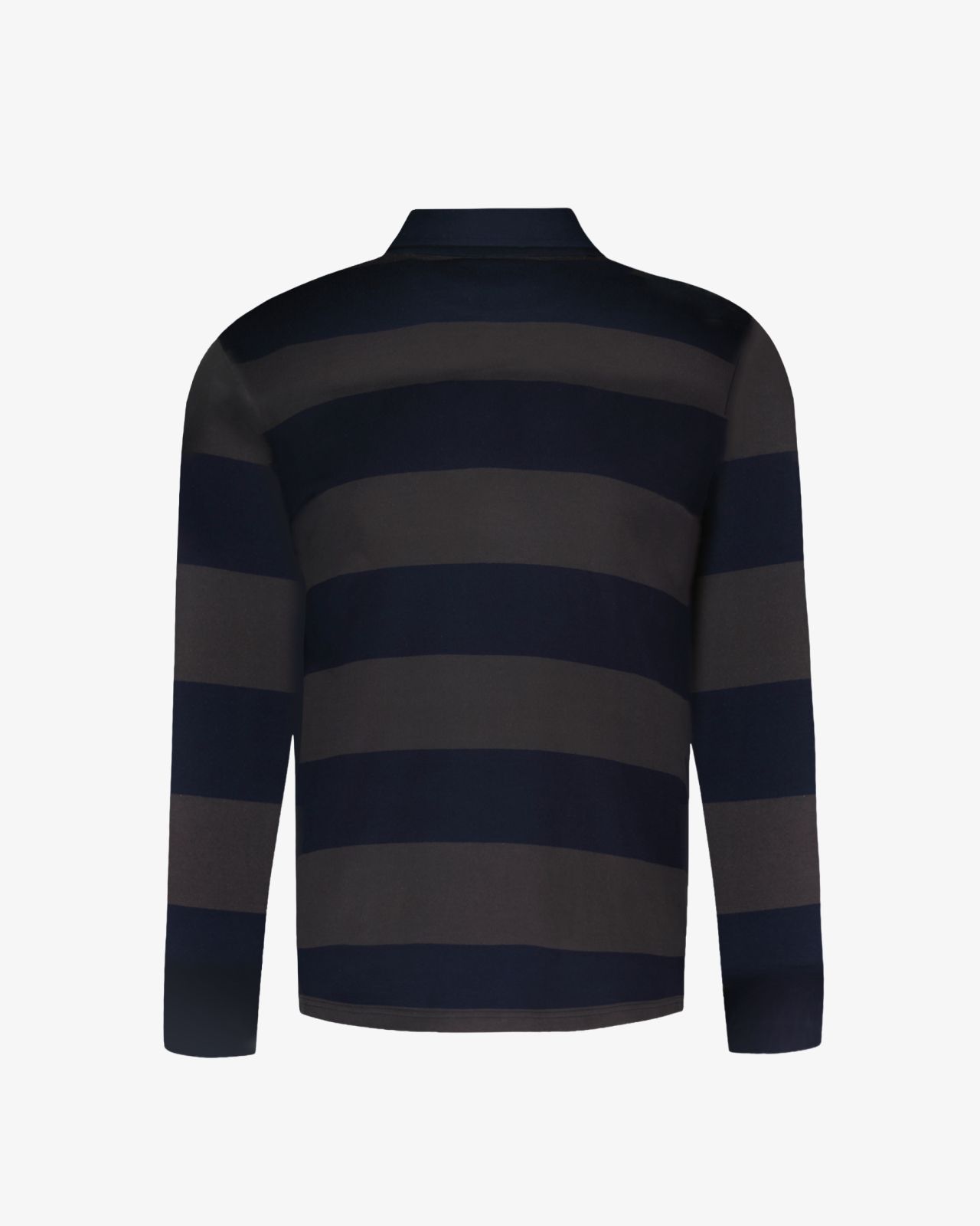 Polo manches longues jersey à rayures grande taille marron