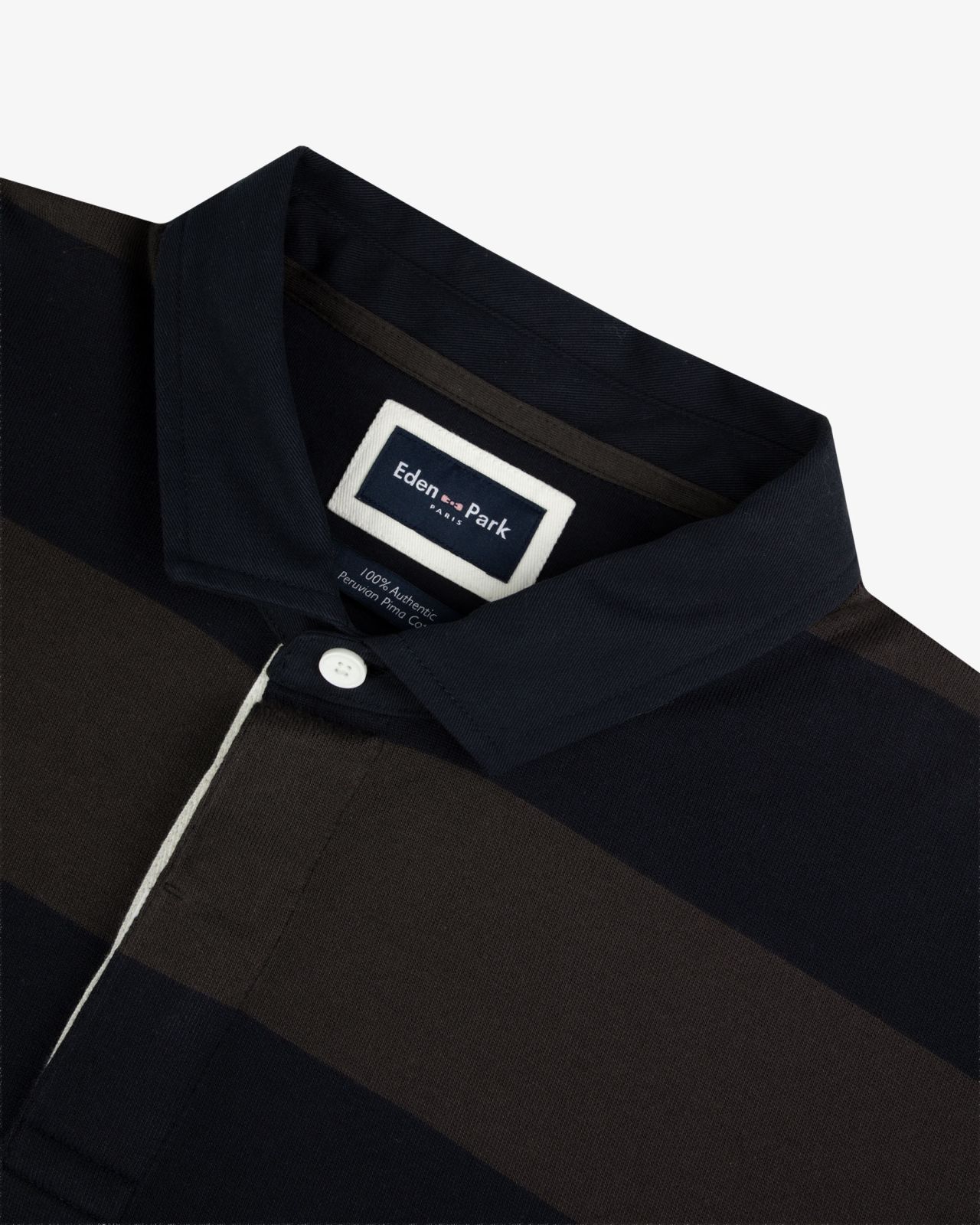 Polo manches longues jersey à rayures grande taille marron