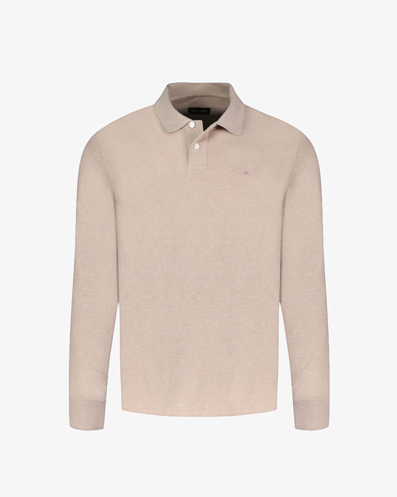 Polo manches longues piqué chiné grande taille beige