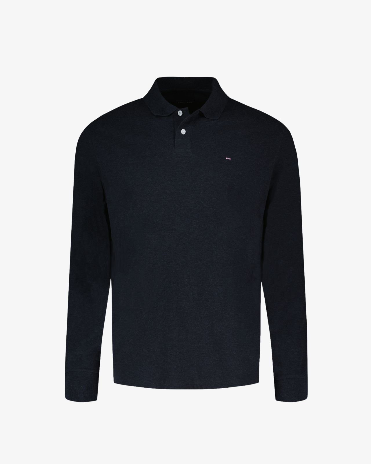 Polo manches longues piqué chiné grande taille anthracite