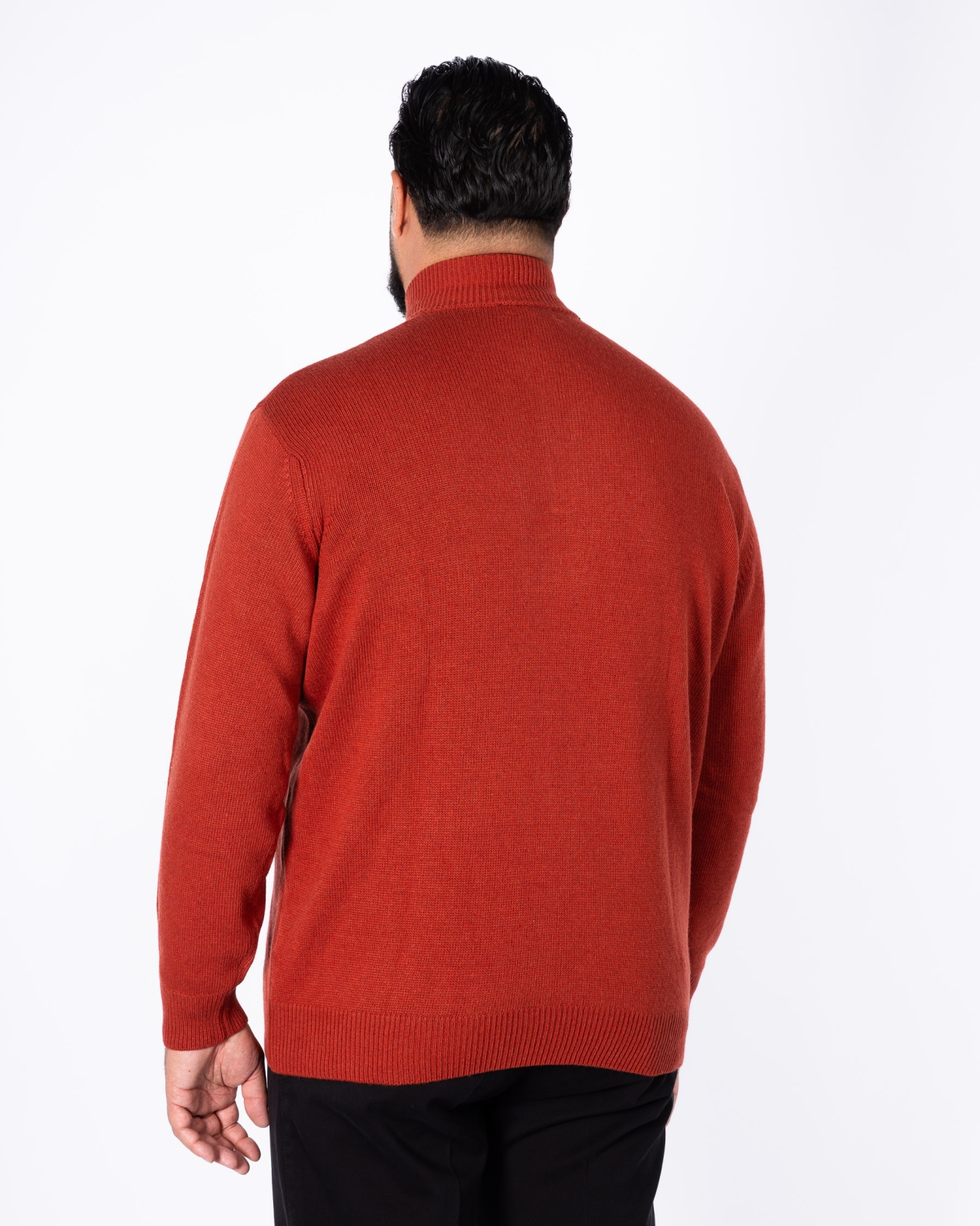 Pull col camionneur grande taille orange