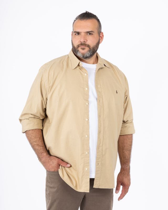 Chemise oxford pour homme grand beige