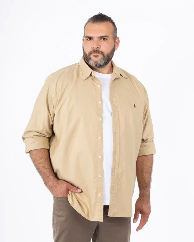 Chemise oxford pour homme grand beige