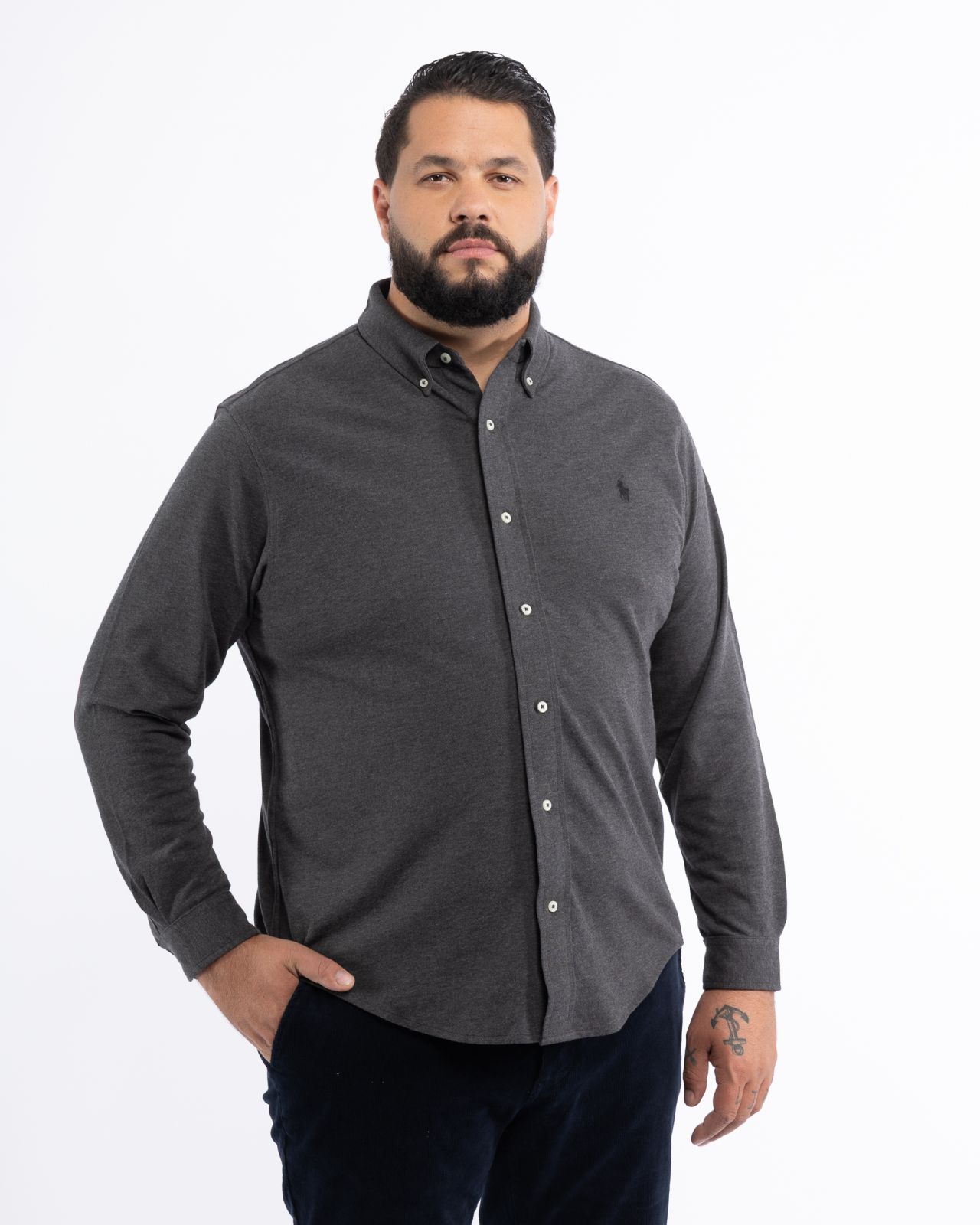 Chemise oxford pour homme grand anthracite