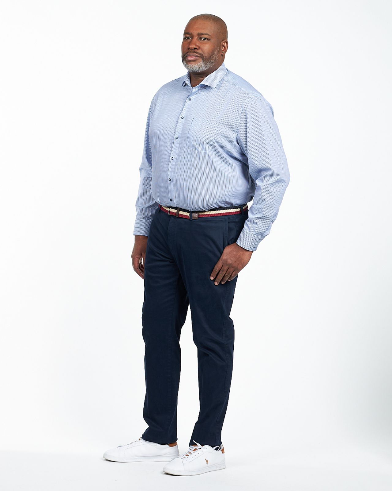 Chemise à rayures non iron pour homme grand bleu