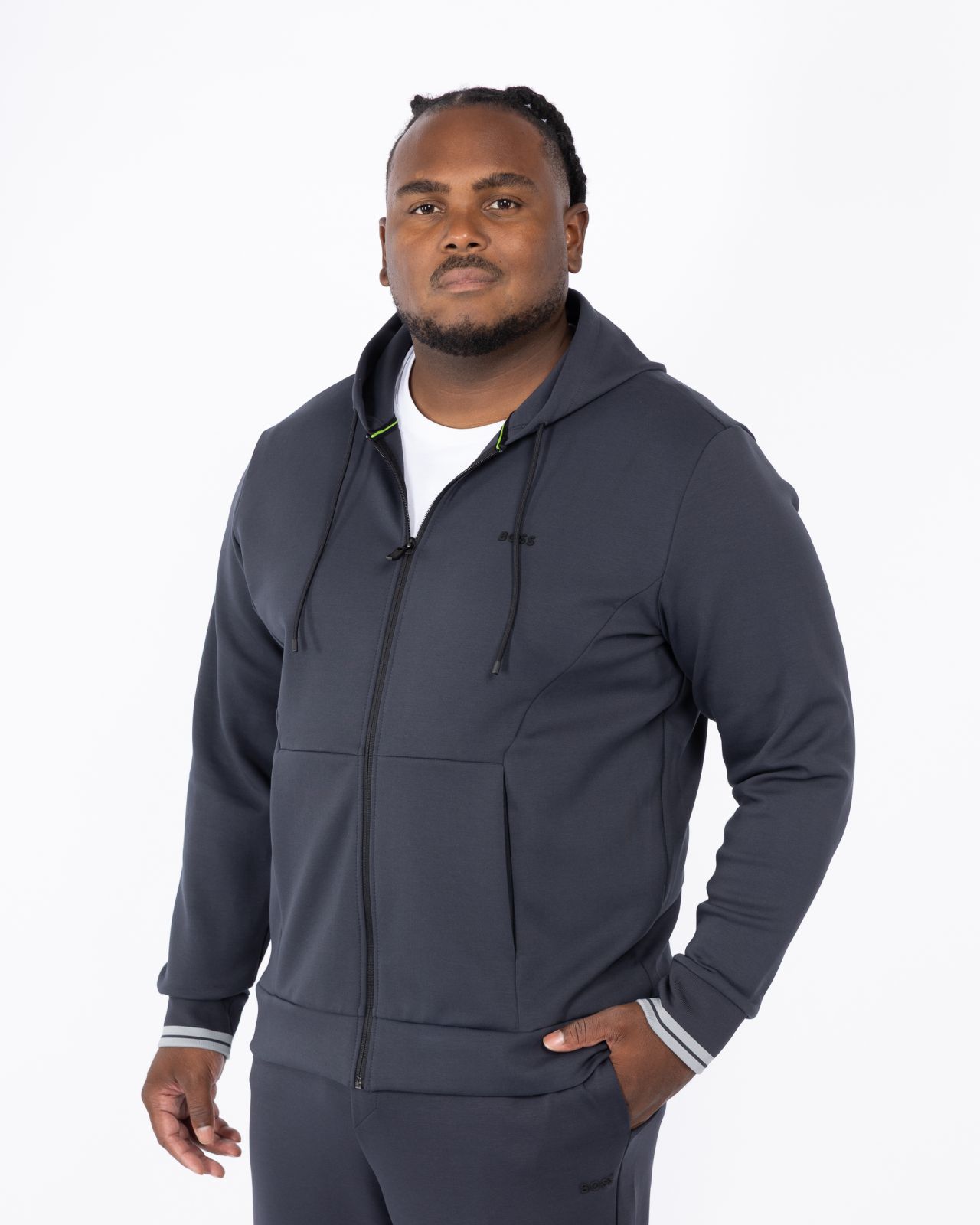 Haut de survêtement zippé grande taille bleu marine