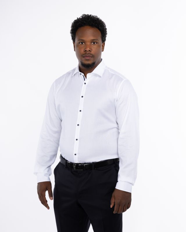 Chemise piqué non iron pour homme grand blanc