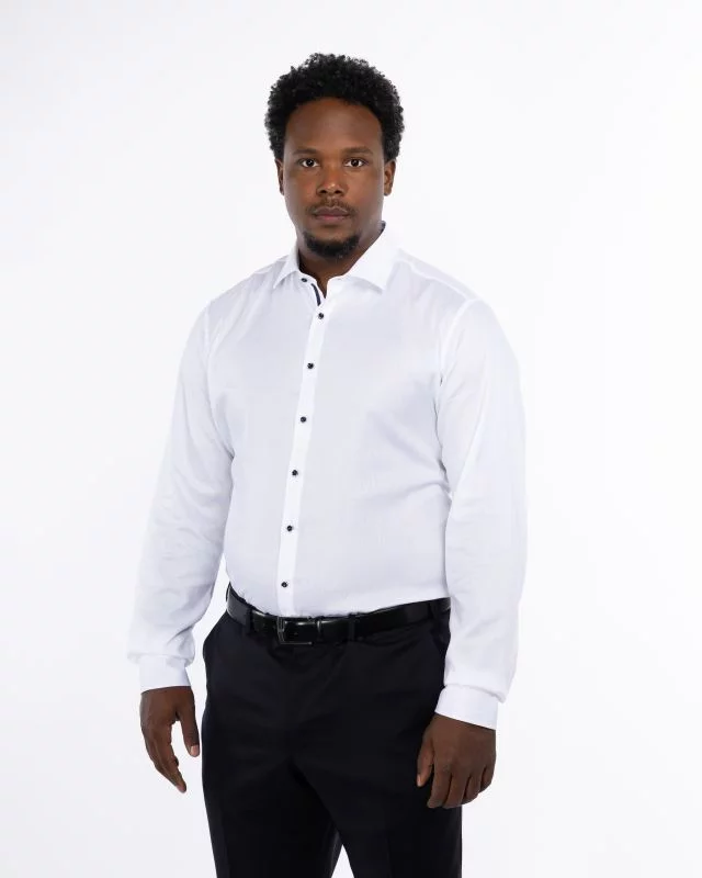 Chemise piqué non iron pour homme grand blanc