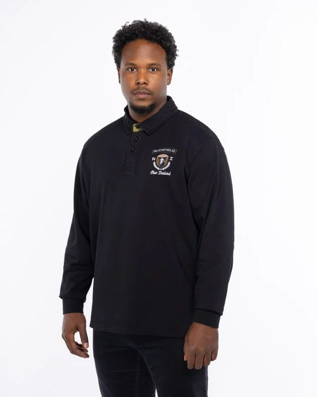 Polo manches longues jersey grande taille noir