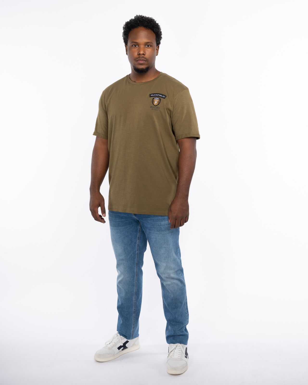 T-shirt flammé grande taille vert kaki