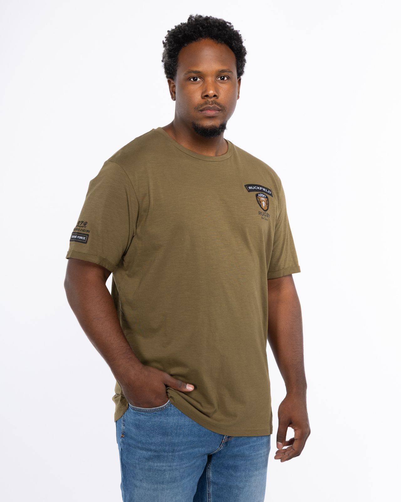 T-shirt flammé grande taille vert kaki