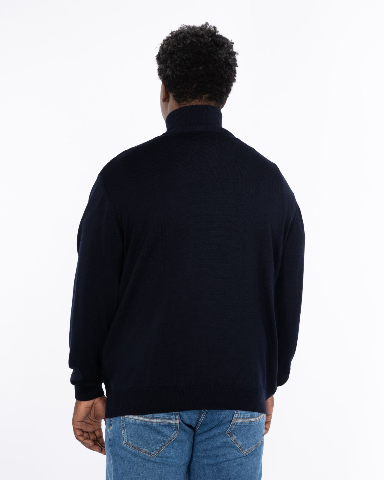 Pull col camionneur grande taille bleu
