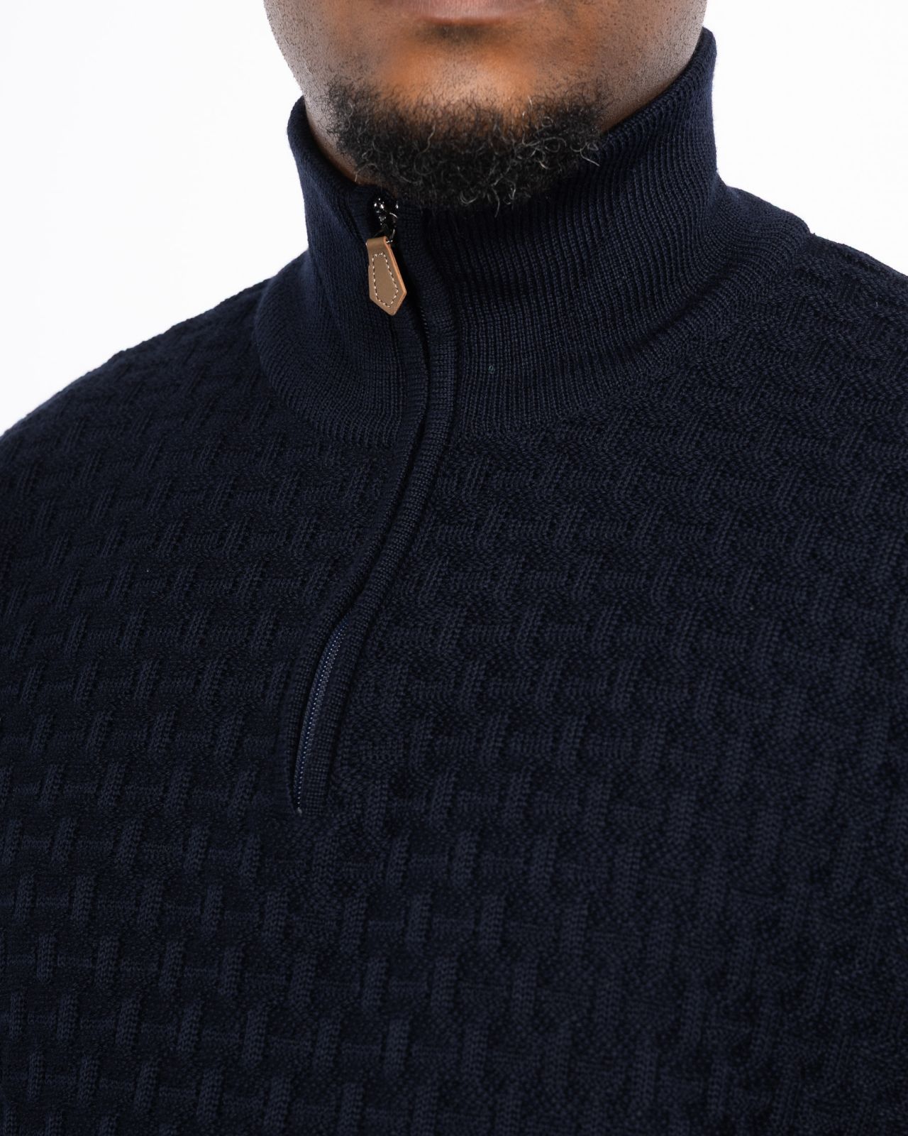 Pull col camionneur grande taille bleu