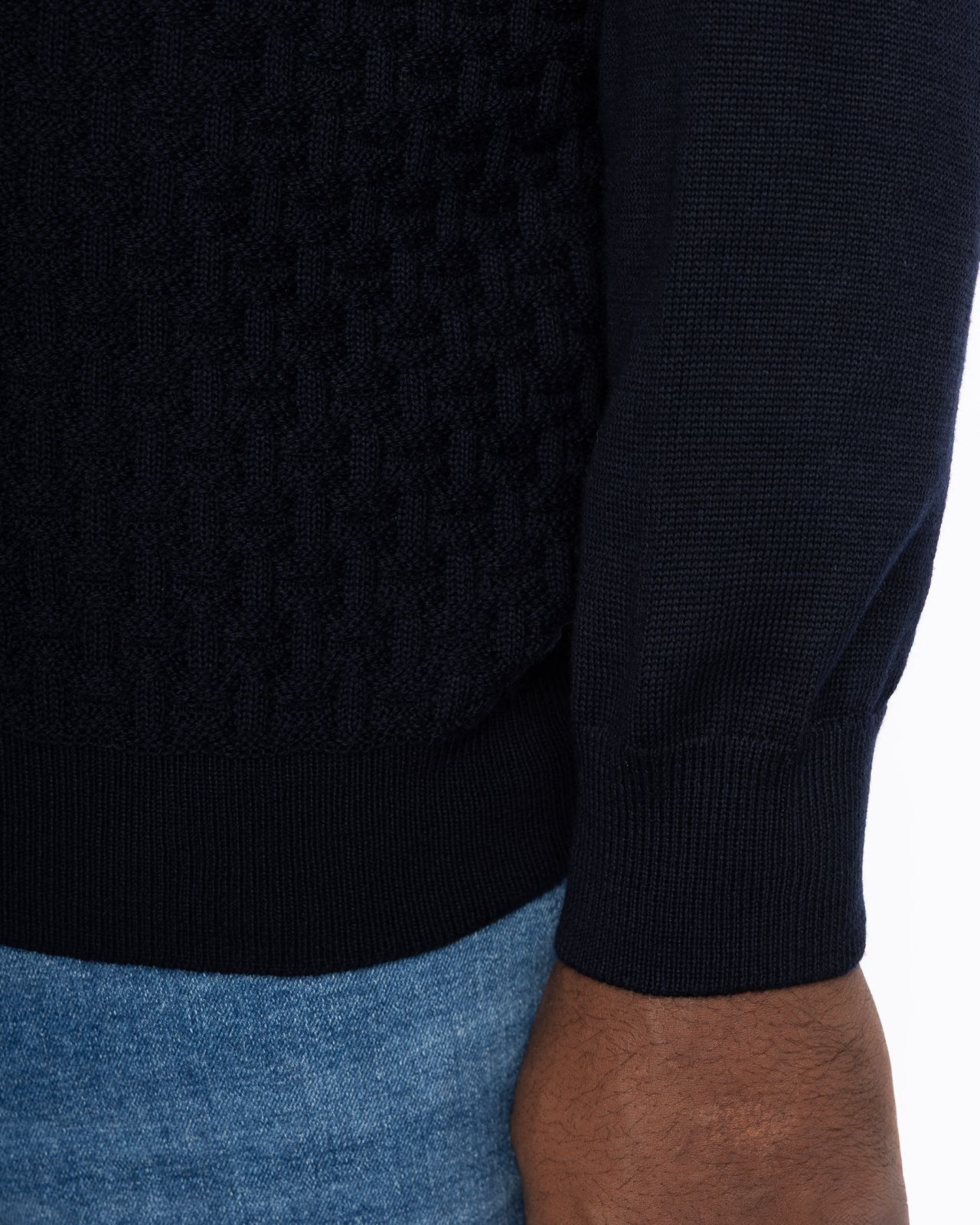 Pull col camionneur grande taille bleu