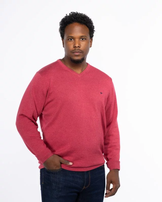 Pull col en V homme grand rose