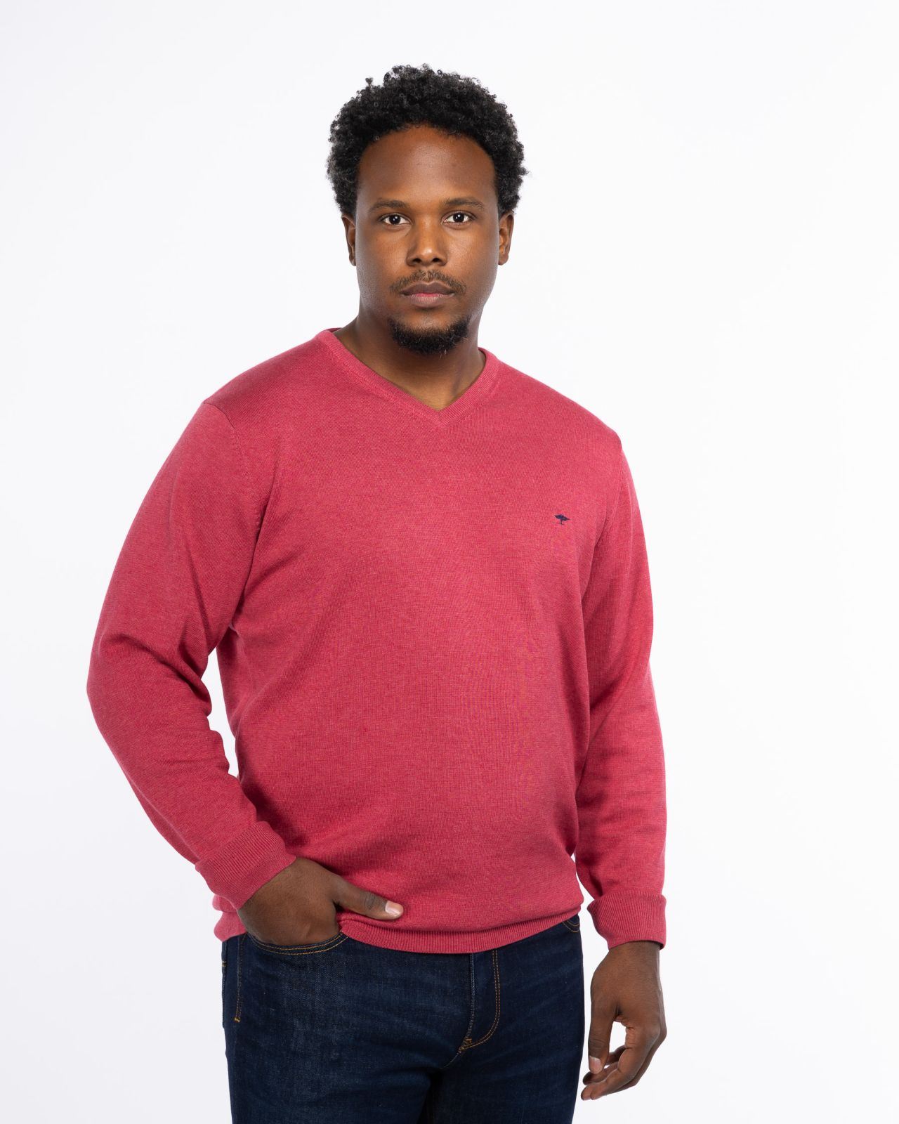Pull col en V homme grand rose