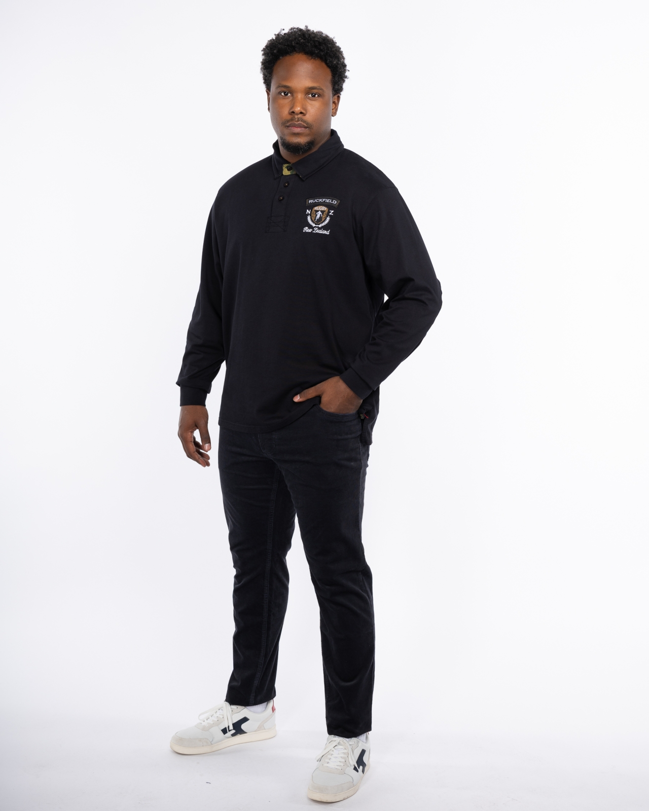 Pantalon en velours grande taille bleu marine