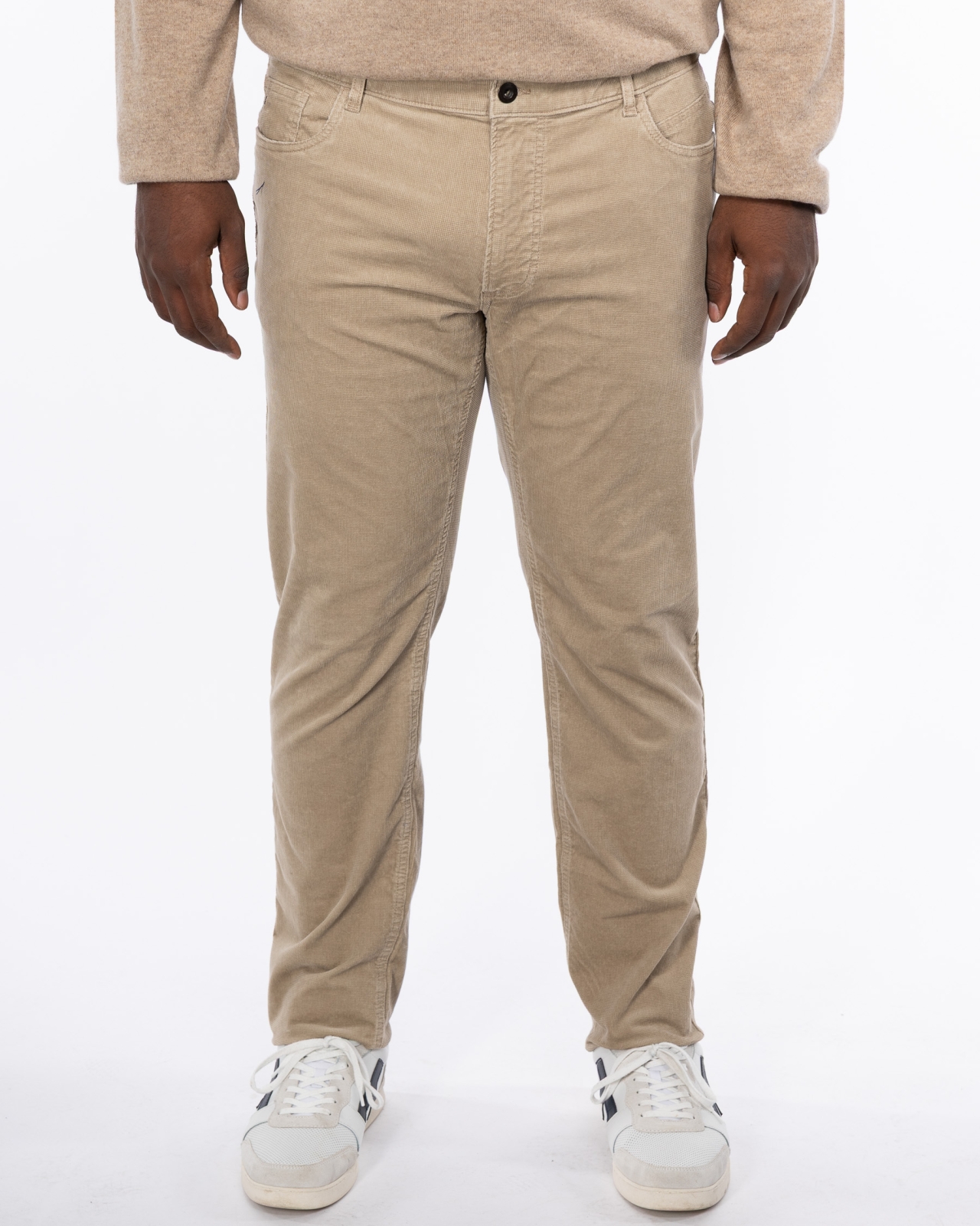 Pantalon en velours grande taille beige